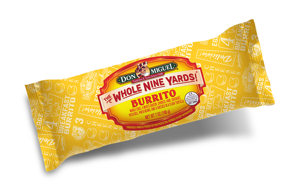 Don Miguel the whole nine yards breakfast burrito.