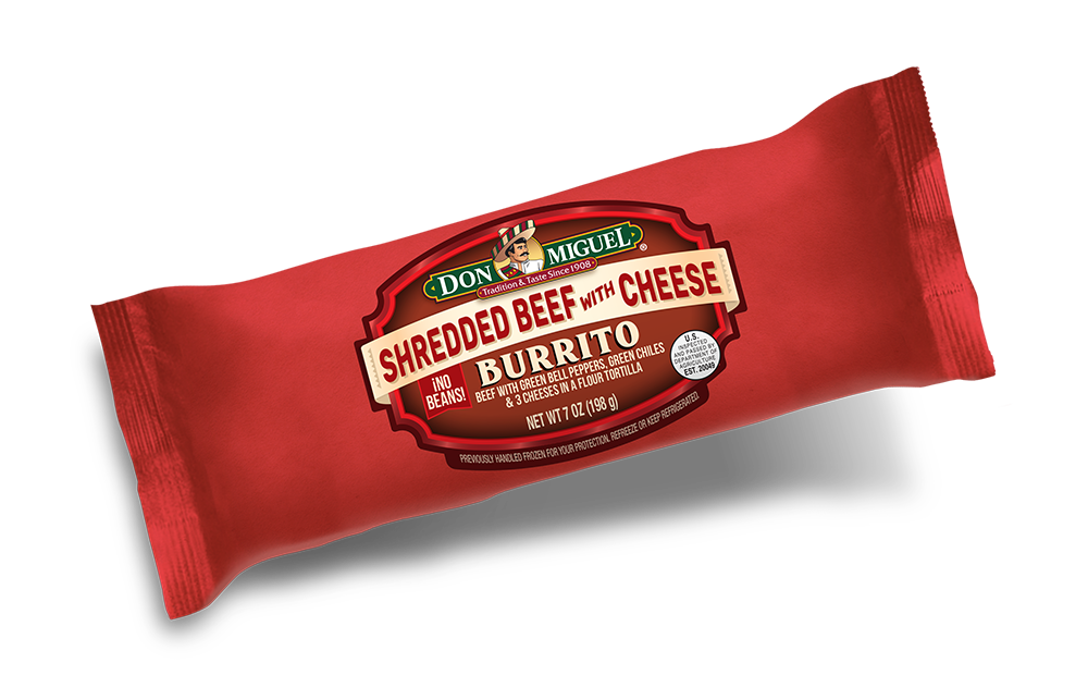 Don Miguel deli style shredded beef with cheese burrito.