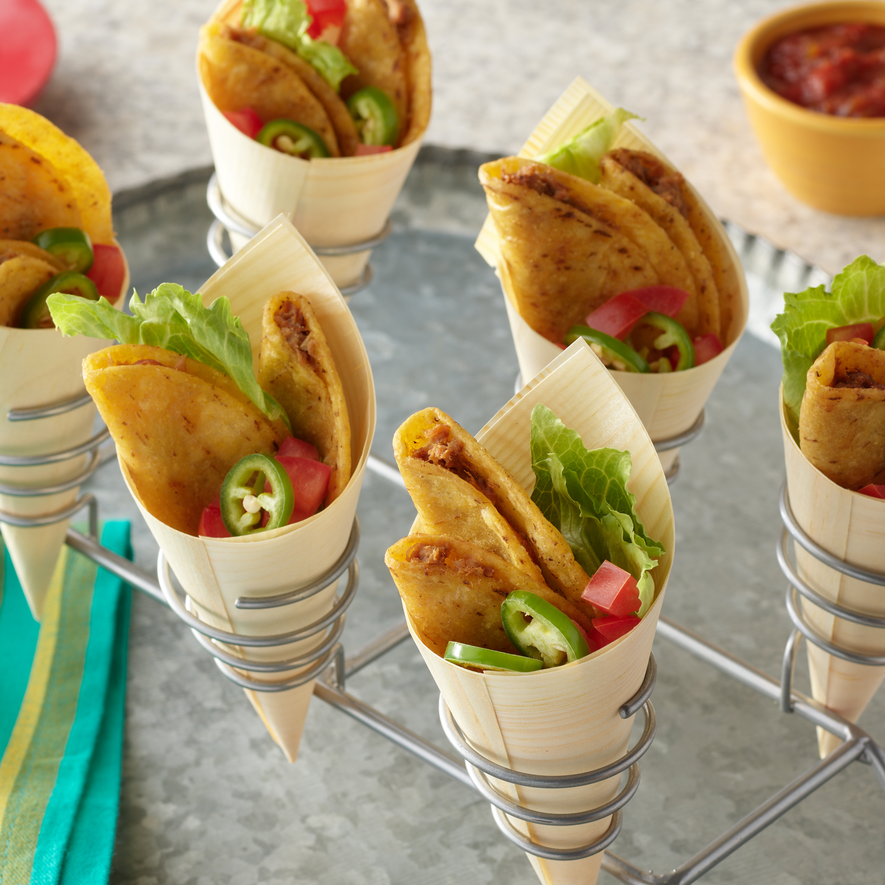 Don Miguel mini beef tacos party snack.